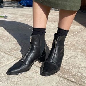 Charles David Zippered black ankle boots